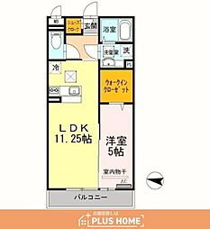 セレーノ黒田 1LDKの間取図画像