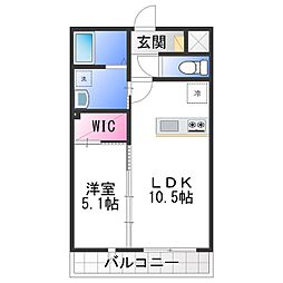 シェトワはつしば 1階1LDKの間取り