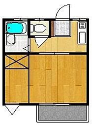 クローバーハイツ 1階1Kの間取り