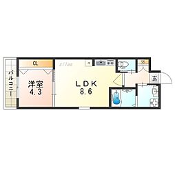 アッシュメゾン歌島橋2 1LDKの間取図画像