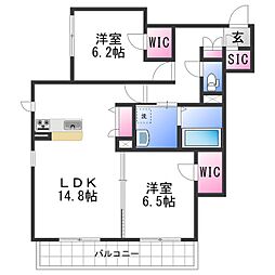 BEREO-ZEH太田 2LDKの間取図画像