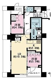 オークプレイス目黒行人坂 4階2LDKの間取り