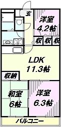 アスティーロイヤル 2階3LDKの間取り