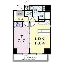 小網町倶楽部 1LDKの間取図画像