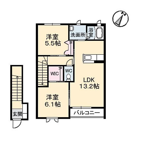 エピナール　Ｂ棟 B0205｜岡山県倉敷市中島(賃貸アパート2LDK・2階・61.63㎡)の写真 その2