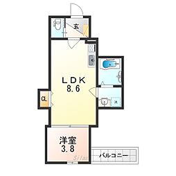 近鉄大阪線 弥刀駅 徒歩14分の賃貸アパート 2階1LDKの間取り