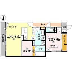 Osaka Metro今里筋線 新森古市駅 徒歩6分の賃貸アパート 2階2LDKの間取り