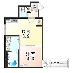 F asecia Pur 湊 1DKの間取図画像