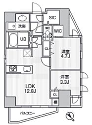S-RESIDENCE目黒大岡山bresa 2LDKの間取図画像