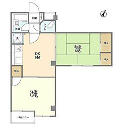 West壹番館 2DKの間取図画像