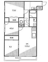 東中野ハイツ 1階3DKの間取り