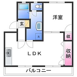 アベニュー楠見 1階1LDKの間取り