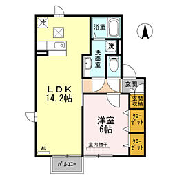 阪神本線 出屋敷駅 徒歩15分の賃貸アパート 1階1LDKの間取り