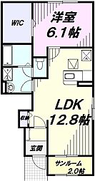 ソレイユ.Ｋ 1階1LDKの間取り