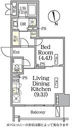 ザ・パークハビオ神楽坂レジデンスサウス 8階1LDKの間取り