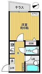 ピア見次公園 1階1Kの間取り