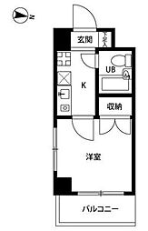 プレール荏原中延 1Kの間取図画像