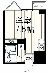 サンドルフ多摩 1階1Kの間取り