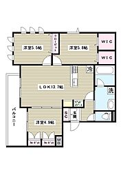 寿ハウス 2階3LDKの間取り