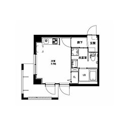 京急本線 平和島駅 徒歩5分の賃貸マンション 1階ワンルームの間取り