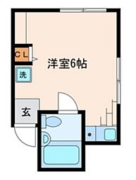 Bオアシス要町 2階ワンルームの間取り