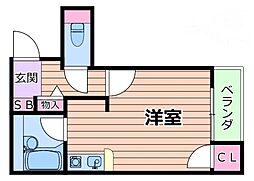サンキャッスル十三 ワンルームの間取図画像