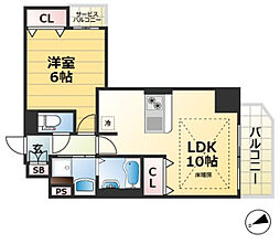 プレサンス三宮フラワーロード 3階1LDKの間取り
