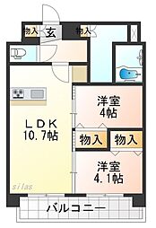 プレリス尼崎レーネヴィア 2LDKの間取図画像