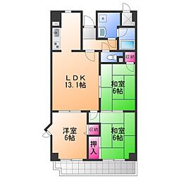 シャトークレール 5階3LDKの間取り