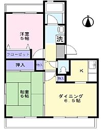 JR総武線 高円寺駅 徒歩5分の賃貸マンション 3階2LDKの間取り