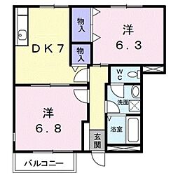 フリーデ・ヴァルト 2DKの間取図画像