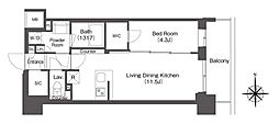 コンフォリア東新宿 1LDKの間取図画像