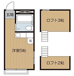 上高田ハイム ワンルームの間取図画像