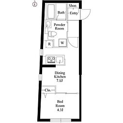 MYRIARESIDENCE品川中延 1DKの間取図画像