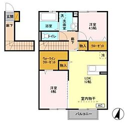 サクラーレ 2LDKの間取図画像