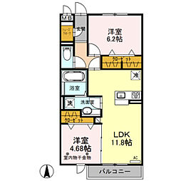 レイストリーフ2 2LDKの間取図画像