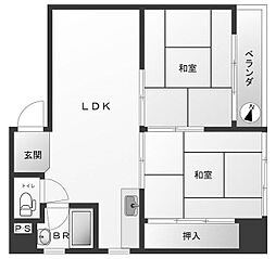 豊田シャルム 3階2LDKの間取り