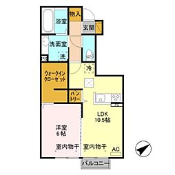 ベルミーノ 1LDKの間取図画像