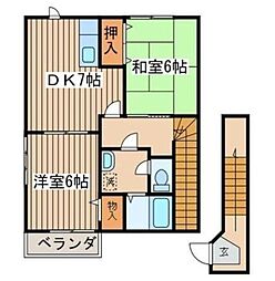 エトワール弐番館 1階2DKの間取り