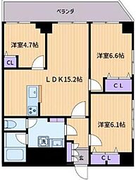 サンシルバー上北沢 3LDKの間取図画像