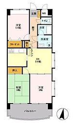 エーヴィゲス市川 6階3DKの間取り