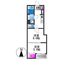 Lino久宝寺 2Kの間取図画像