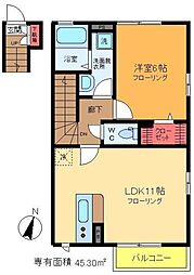 ヴィラ　マグノリア 2階1LDKの間取り