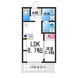ジーイーオンズ 3階1LDKの間取り