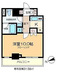 カスタリア門前仲町2 1Kの間取図画像