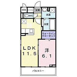 クラリエートII 1LDKの間取図画像
