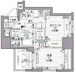 日神デュオステージ新御徒町 11階1DKの間取り