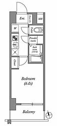 ディームス品川南大井 1Kの間取図画像