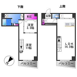 近鉄大阪線 長瀬駅 徒歩1分の賃貸マンション 3階2LDKの間取り