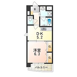 コンフォール平野 1DKの間取図画像